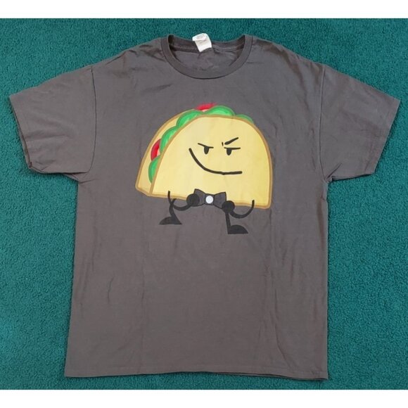 Hanes T-Shirt With Large Taco Wearing Bow Tie Graphic Adult Size Large Shirt - Picture 1 of 5